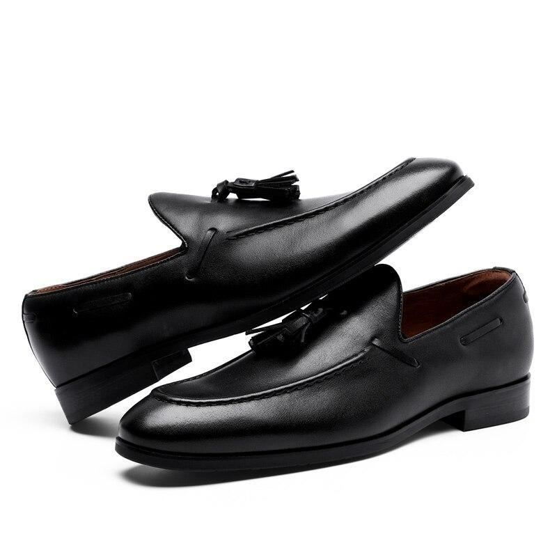 Elegante Leren Loafers Met Kwastjes Instappers Heren