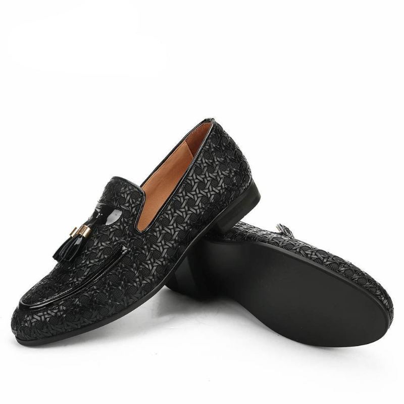 Elegante Loafers Van Gevlochten Leer Instappers Heren