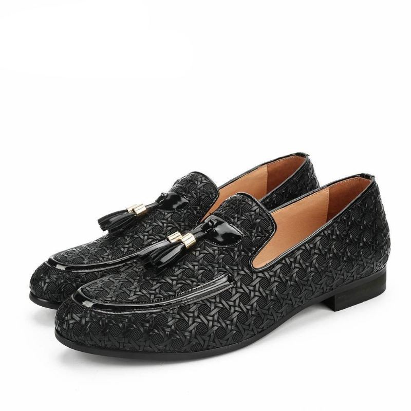 Elegante Loafers Van Gevlochten Leer Instappers Heren