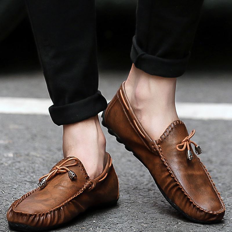 Heren Instappers Premium Platte Leren Loafer Mocassin