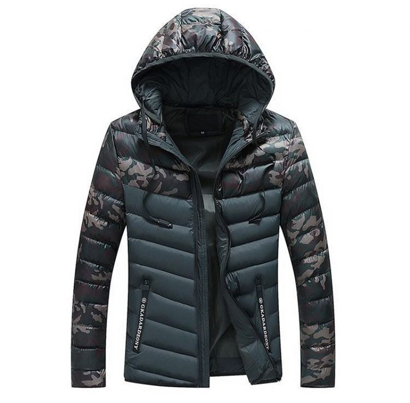 Camouflage Warme Parka Met Capuchon Jassen Heren