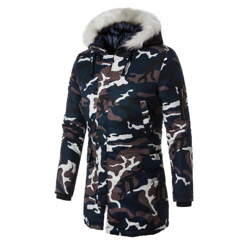 Heren Jassen Wintercamouflage Bontcapuchon Parka