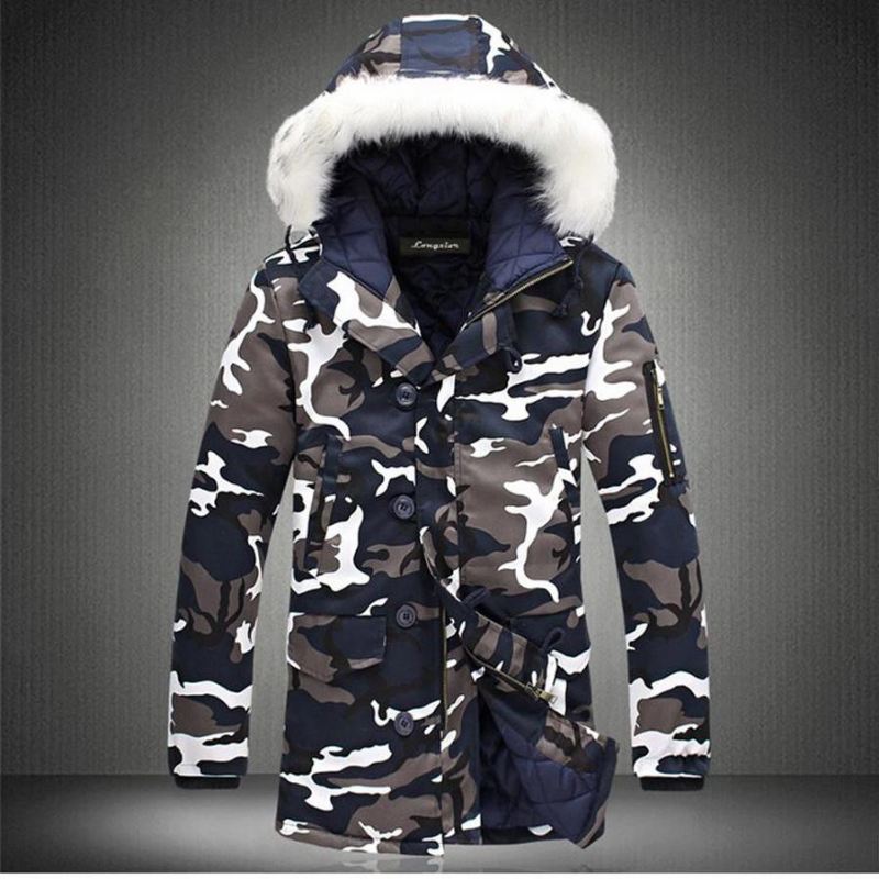 Heren Jassen Wintercamouflage Bontcapuchon Parka