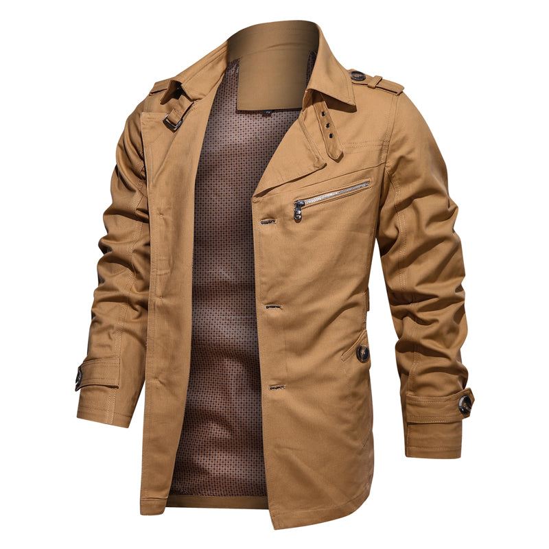 Lapel Fashion Trenchcoat Met Enkele Rij Knopen Jassen Heren