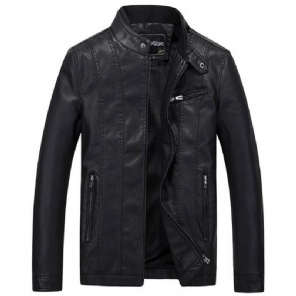 Heren Leren Jasjes Slim Fit Pu-leren Jack In Bikerstijl