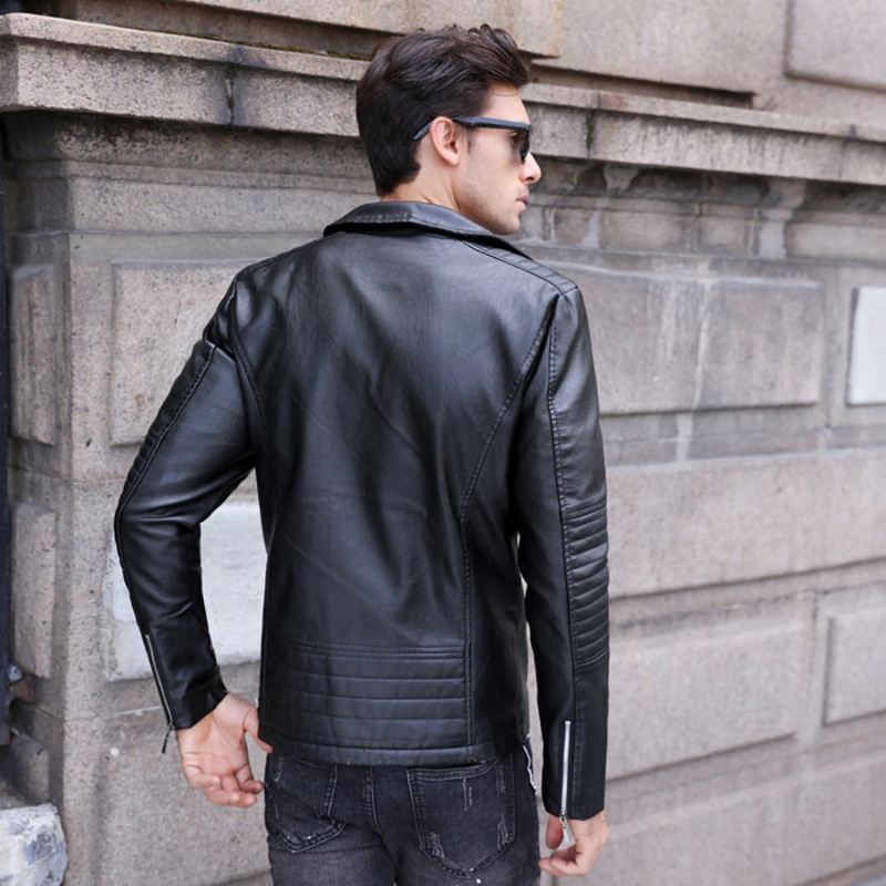 Leren Jasjes Heren Pu-leer Streetwear Moto-jack