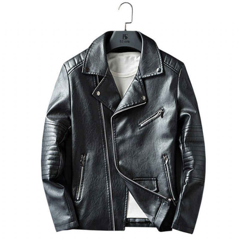 Leren Jasjes Heren Pu-leer Streetwear Moto-jack