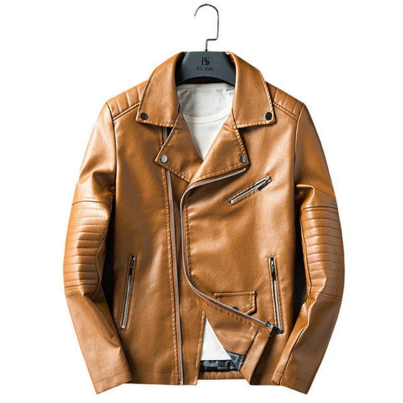 Leren Jasjes Heren Pu-leer Streetwear Moto-jack