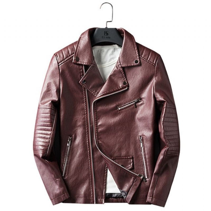 Leren Jasjes Heren Pu-leer Streetwear Moto-jack