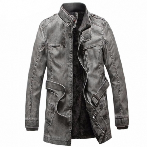 Leren Jasjes Heren Winter Pu Moto Lang Leren Jack