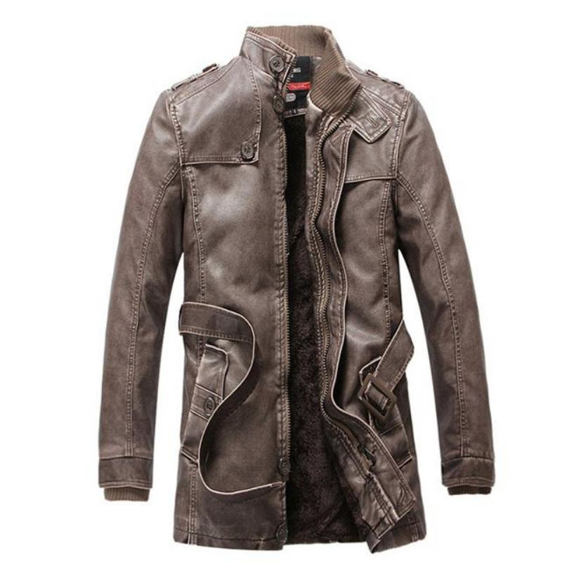 Leren Jasjes Heren Winter Pu Moto Lang Leren Jack