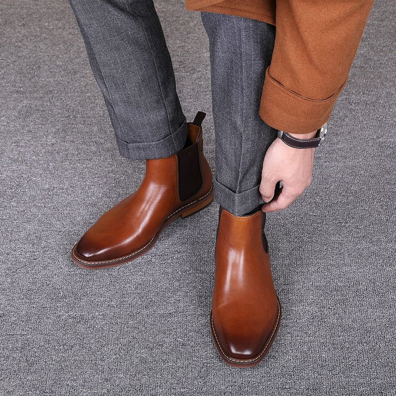 Chelsea Boots Van Echt Leer Voor Heren