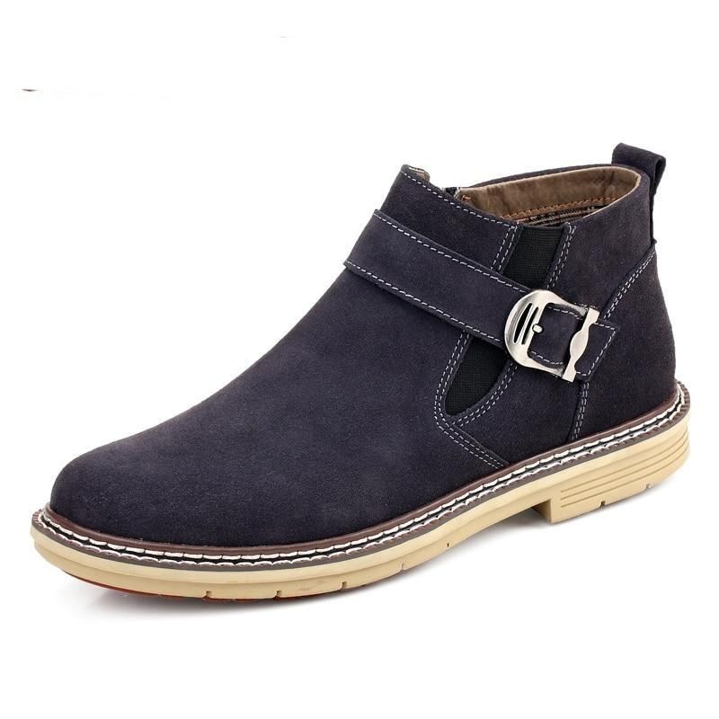 Heren Laarzen Chelsea Boots Van Echt Leer Met Gespriem