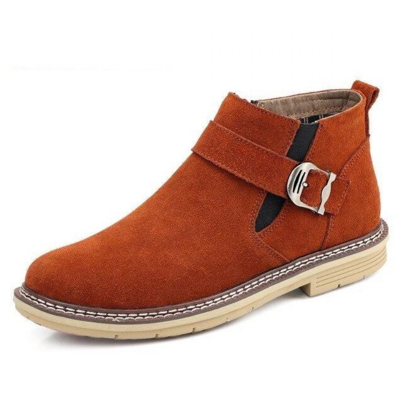 Heren Laarzen Chelsea Boots Van Echt Leer Met Gespriem