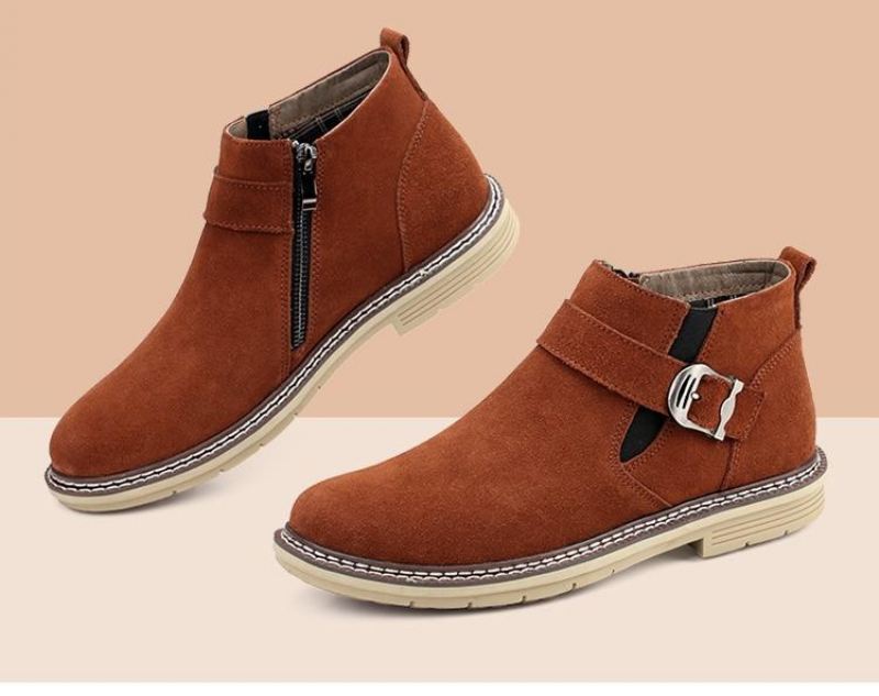 Heren Laarzen Chelsea Boots Van Echt Leer Met Gespriem