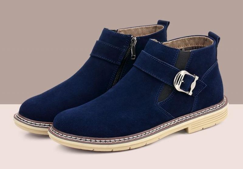 Heren Laarzen Chelsea Boots Van Echt Leer Met Gespriem