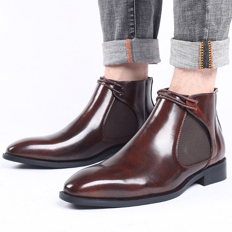 Laarzen Heren Zakelijke Elegante Leren Puntige Chukka Schoenen