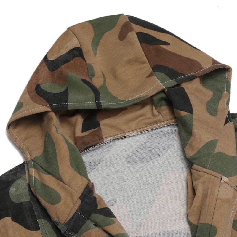 Camouflage Hiphop Vest Met Capuchon Pullovers Heren