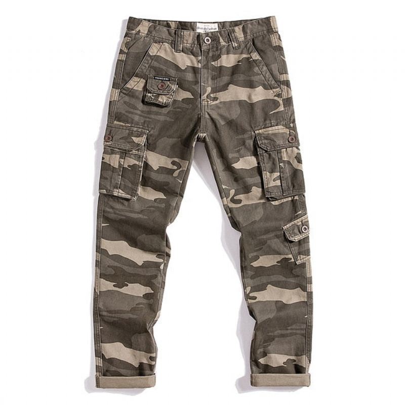 Broek Heren Designer Katoenen Camo Cargobroek