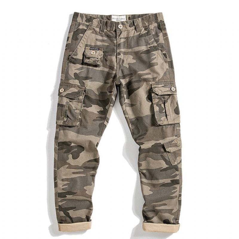 Broek Heren Designer Katoenen Camo Cargobroek