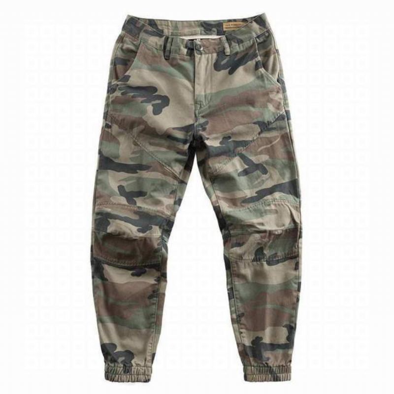 Broek Heren Streetwear Joggingbroek Van 100% Katoen Met Camouflageprint