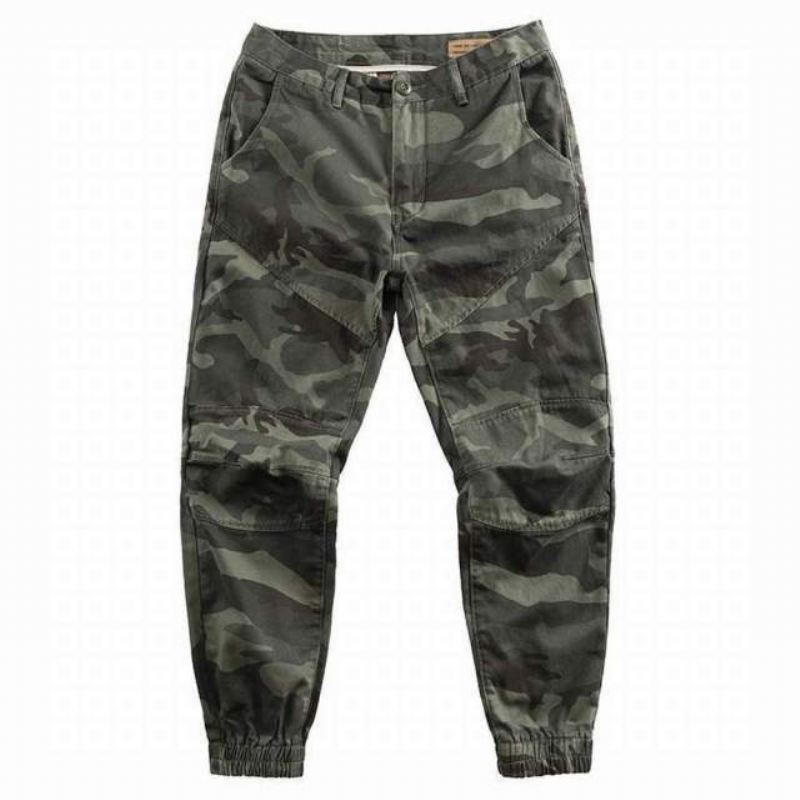 Broek Heren Streetwear Joggingbroek Van 100% Katoen Met Camouflageprint