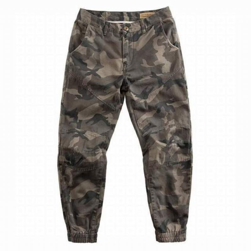 Broek Heren Streetwear Joggingbroek Van 100% Katoen Met Camouflageprint