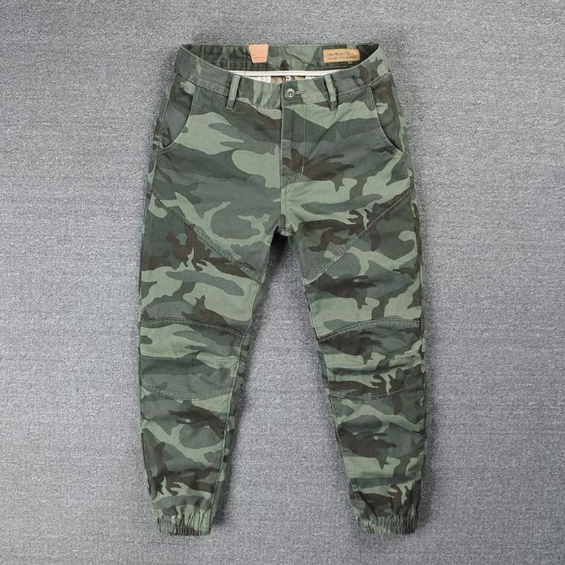 Broek Heren Streetwear Joggingbroek Van 100% Katoen Met Camouflageprint