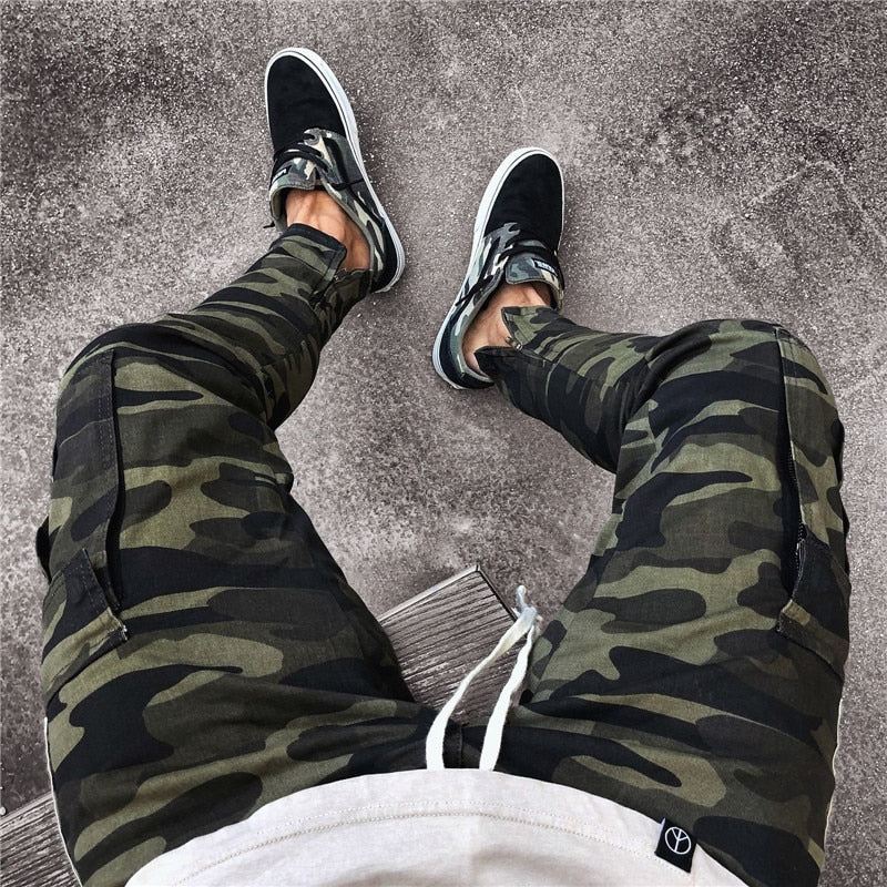 Heren Broek Streetwear Joggingbroek Met Camouflageprint Aan De Zijkant