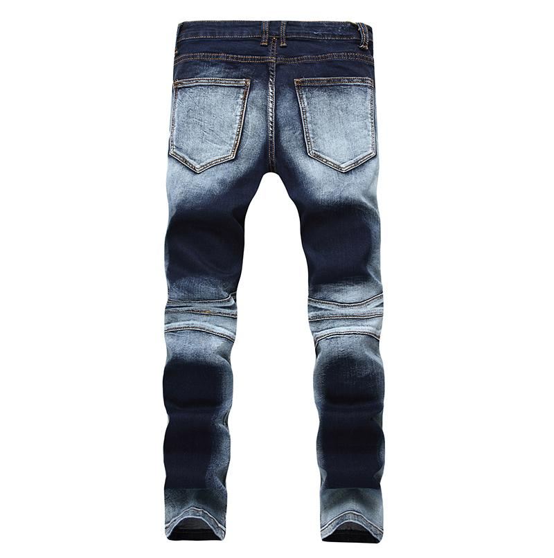 Denim Jeans Heren Met Plooien En Stretch