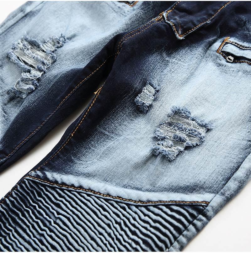 Denim Jeans Heren Met Plooien En Stretch