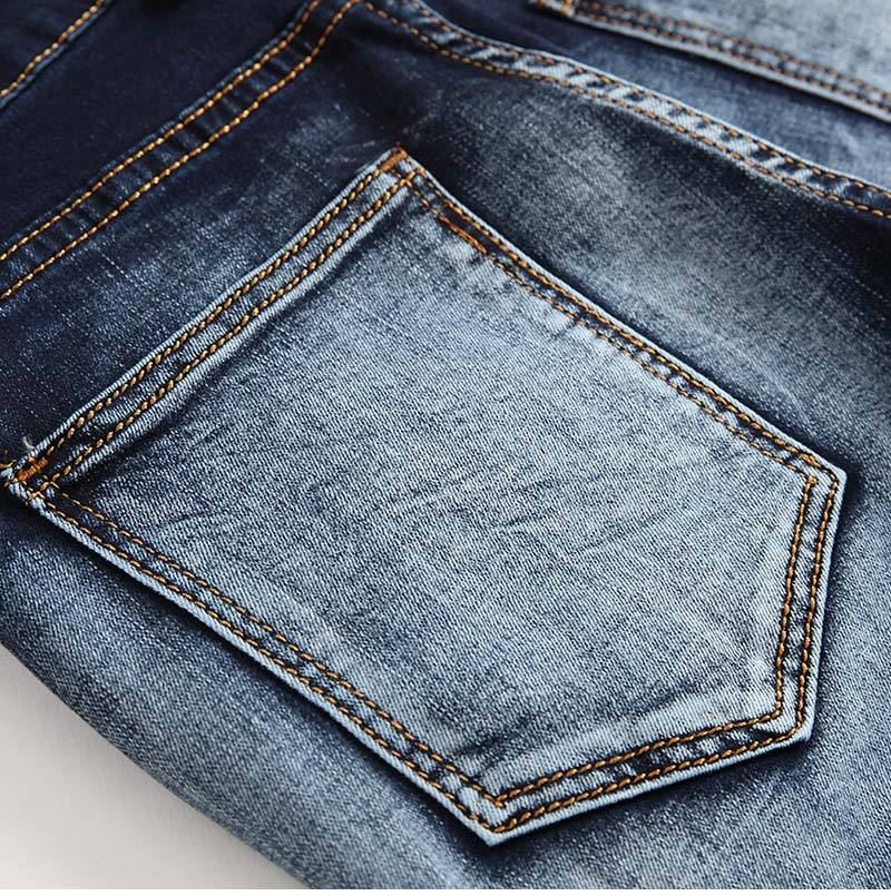 Denim Jeans Heren Met Plooien En Stretch