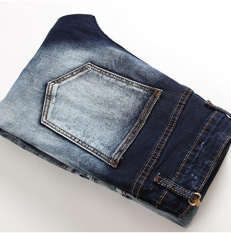 Denim Jeans Heren Met Plooien En Stretch