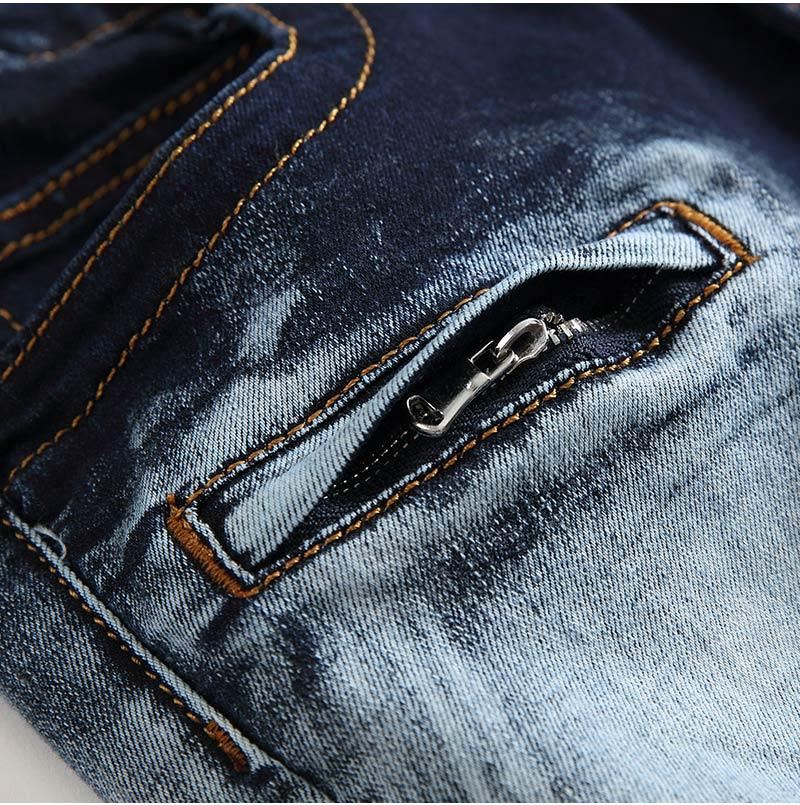 Denim Jeans Heren Met Plooien En Stretch