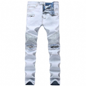 Denim Jeans Heren Met Plooien En Stretch