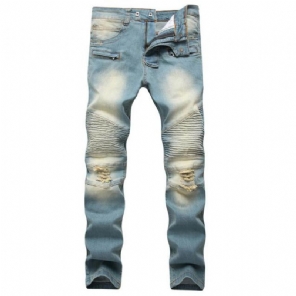 Denim Jeans Heren Met Plooien En Stretch