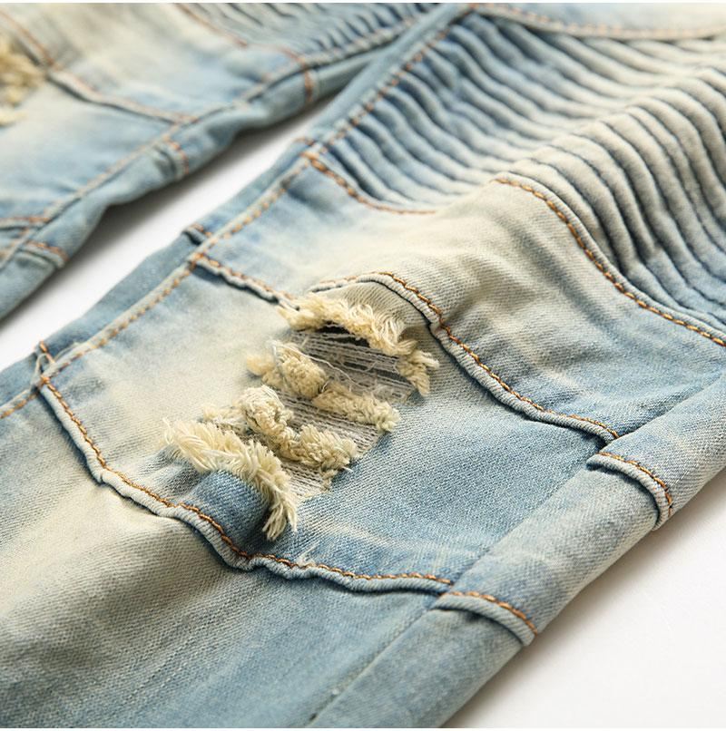 Denim Jeans Heren Met Plooien En Stretch