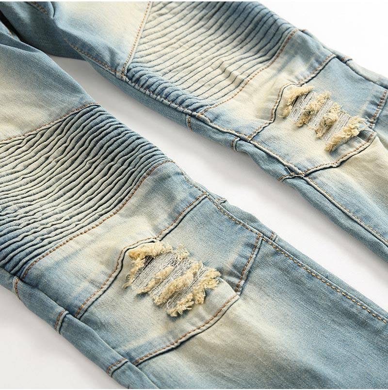 Denim Jeans Heren Met Plooien En Stretch