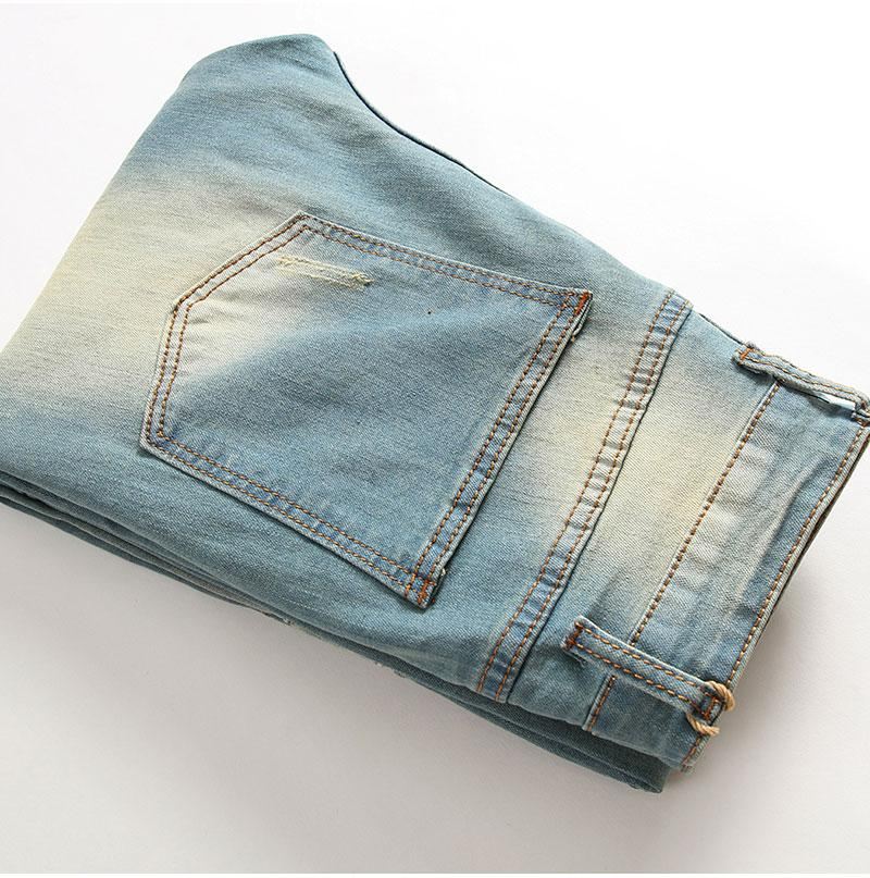 Denim Jeans Heren Met Plooien En Stretch