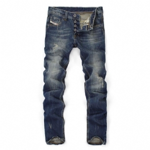 Donkerblauwe Kleur Bedrukte Jeans