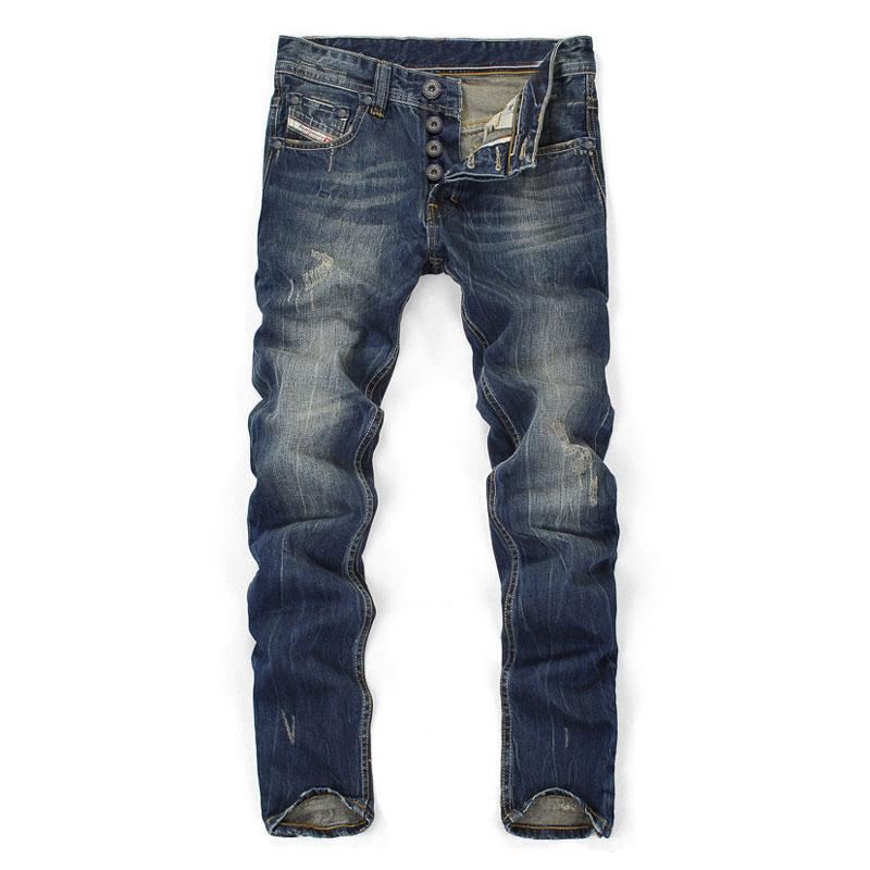 Donkerblauwe Kleur Bedrukte Jeans