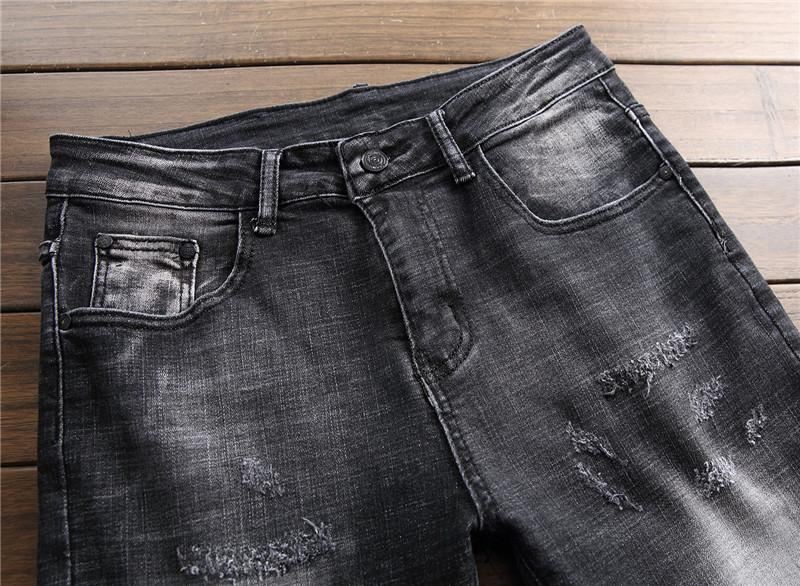 Elastische Gewassen Gescheurde Jeans