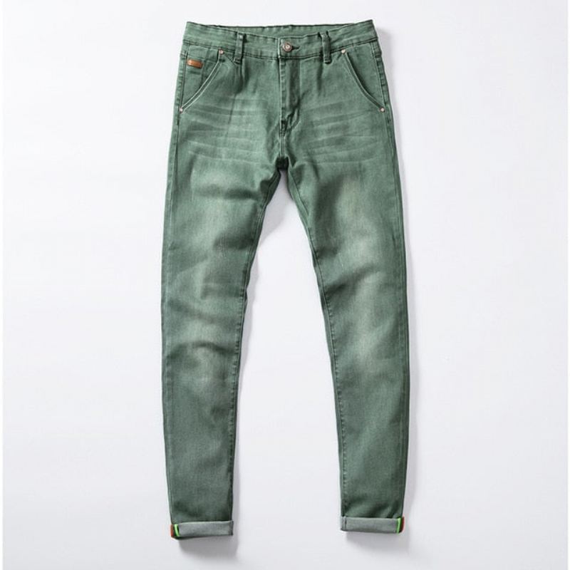 Gekleurde Skinny Jeans Heren Met Stretch