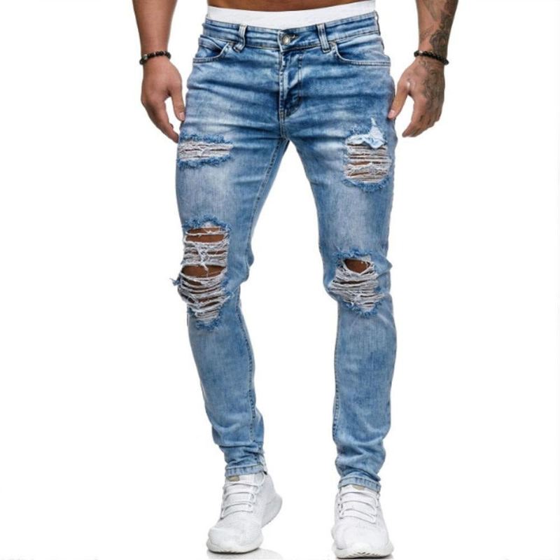 Gescheurde Jeans Heren In Europese Amerikaanse Stijl