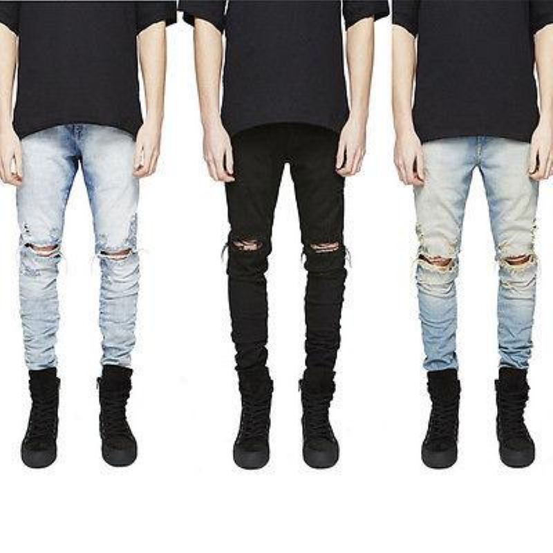 Gescheurde Skinny Biker Vernietigde Jeans