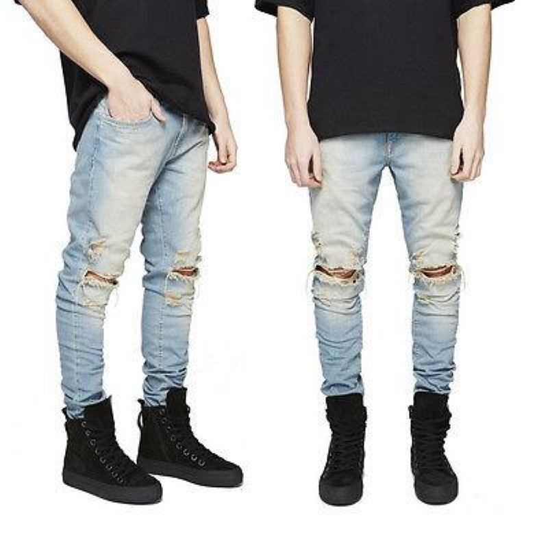 Gescheurde Skinny Biker Vernietigde Jeans