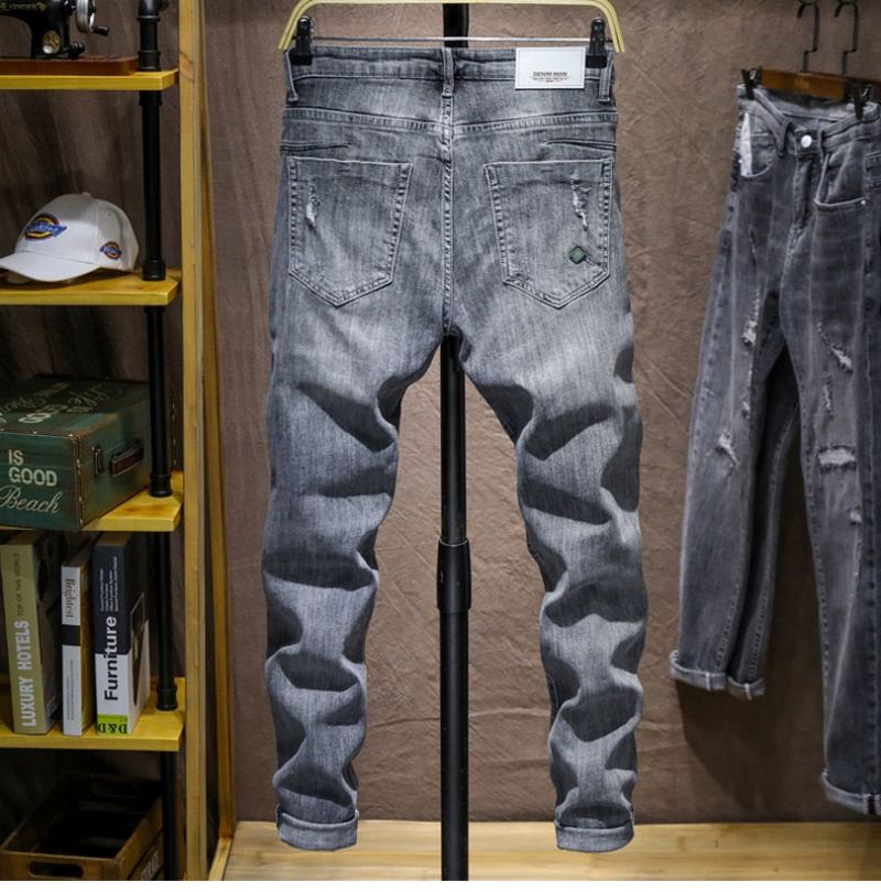 Gescheurde Skinny Jeans Heren Met Lichte Kleur