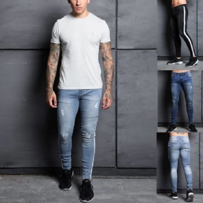 Gestreepte Jeans Heren Met Stretch Aan De Zijkant