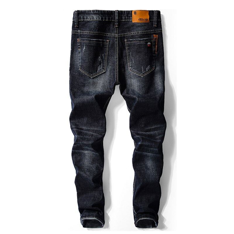 Heren Jeans Desinger Zwartblauwe Stretchjeans