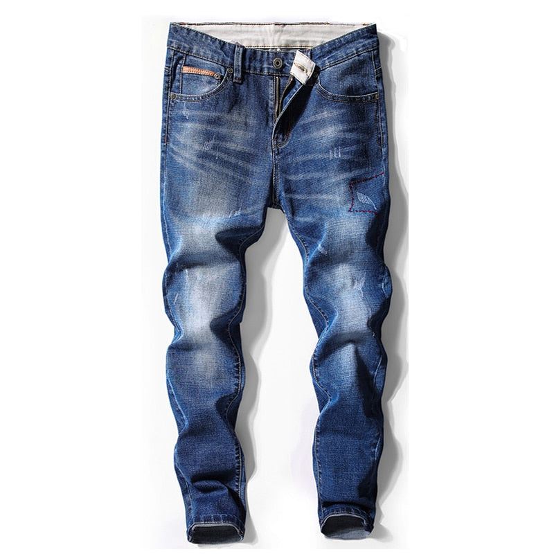 Heren Jeans Desinger Zwartblauwe Stretchjeans